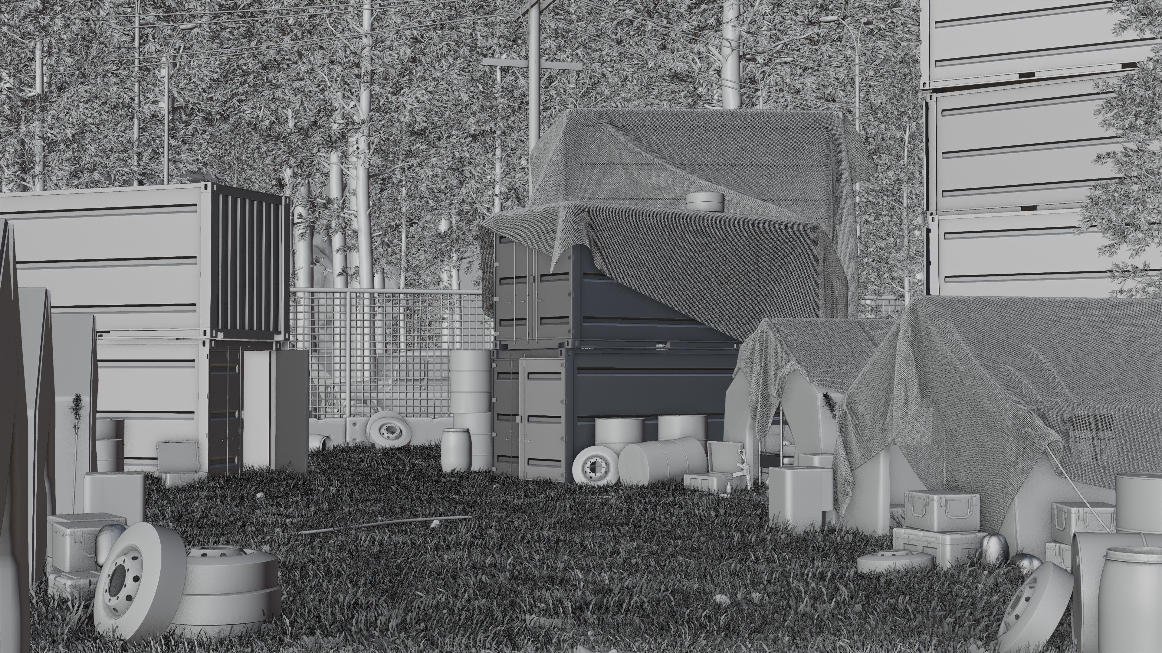 Military Base - Blender Full Scene Low-poly 3D model_8