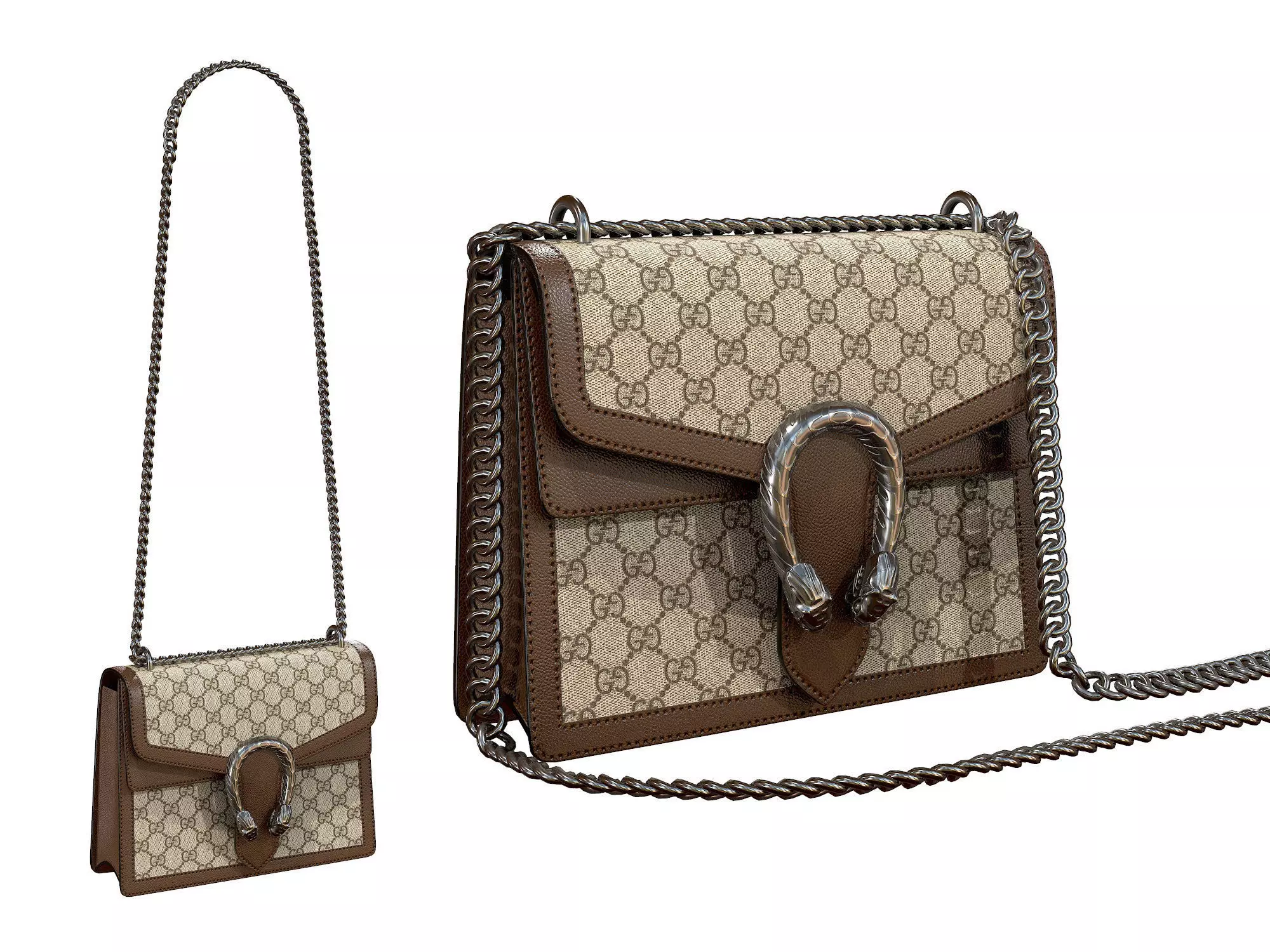 Gucci Dionysus GG Bag Classic Brown Low-poly 3D model