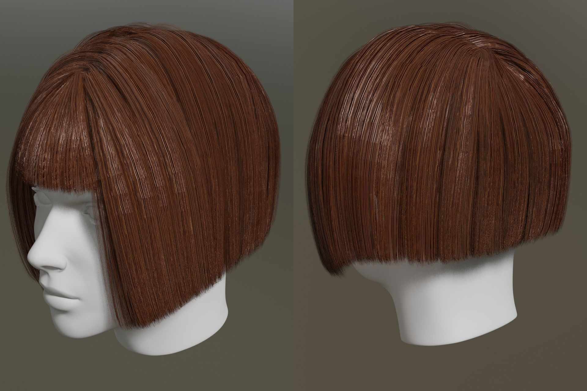 Game ready - female 3d classic bob hair Low-poly 3D model_9