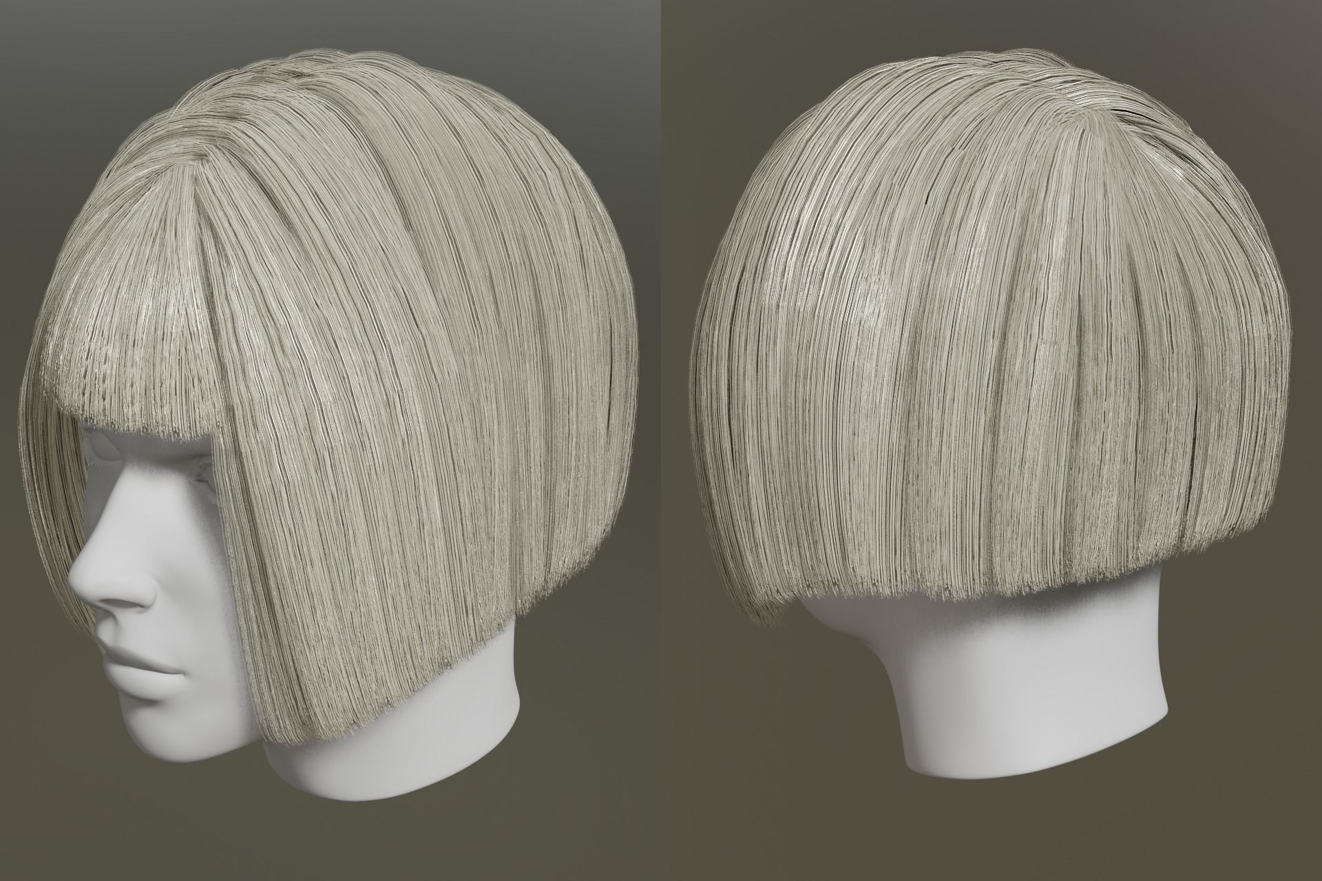 Game ready - female 3d classic bob hair Low-poly 3D model_15