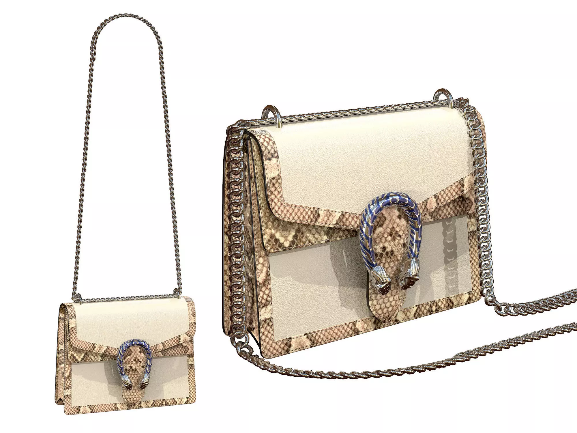 Gucci Dionysus GG Bag Classic Snake Beige 2 Low-poly 3D model