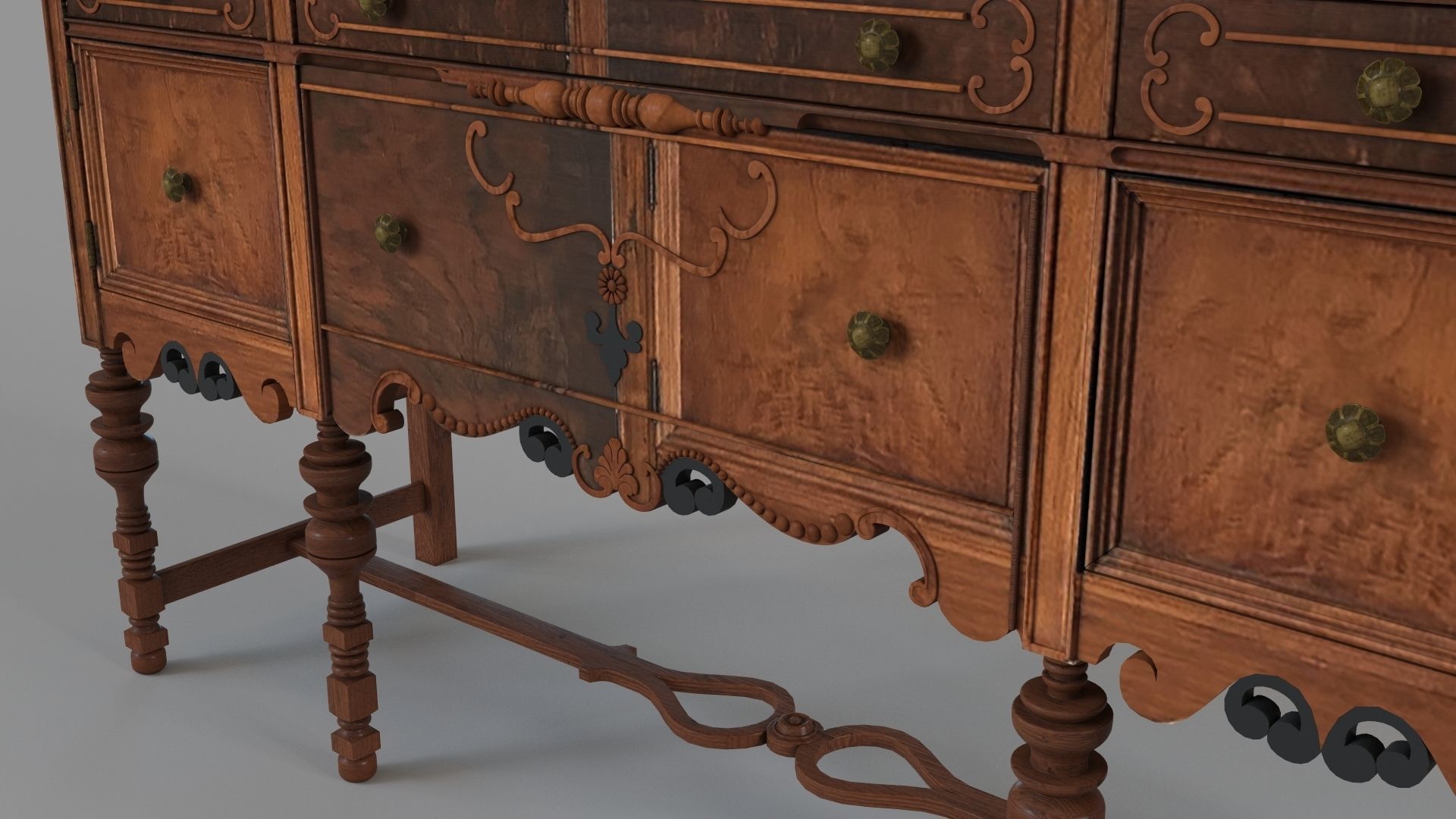 Antique Sideboard 3D model_3