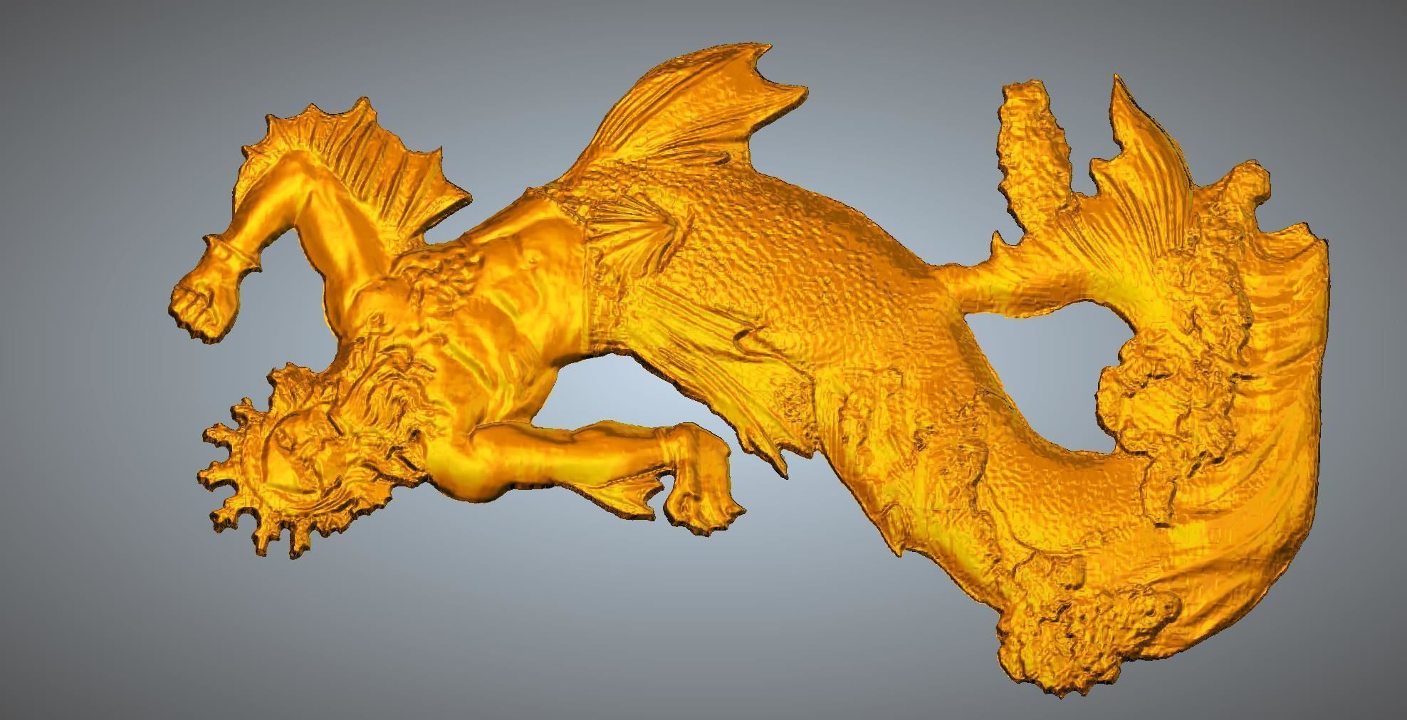 Poseidon merman  3D print model_3