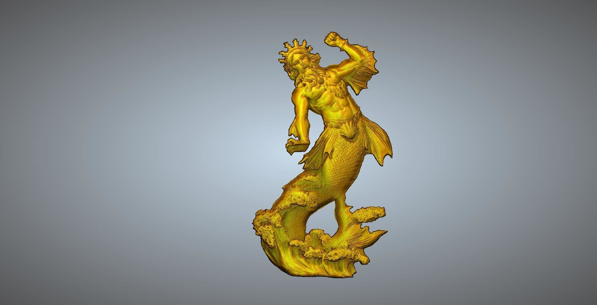 Poseidon merman  3D print model_1