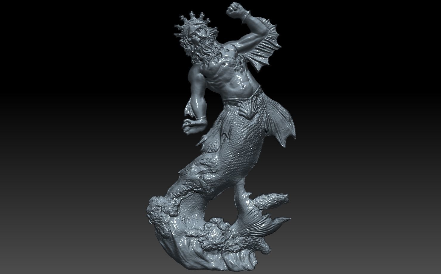 Poseidon merman  3D print model_2