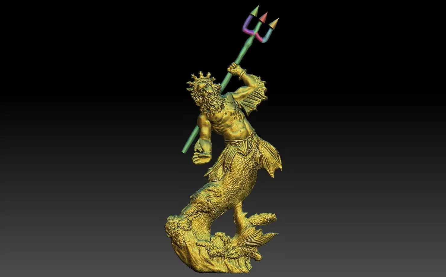 Poseidon merman  3D print model_0