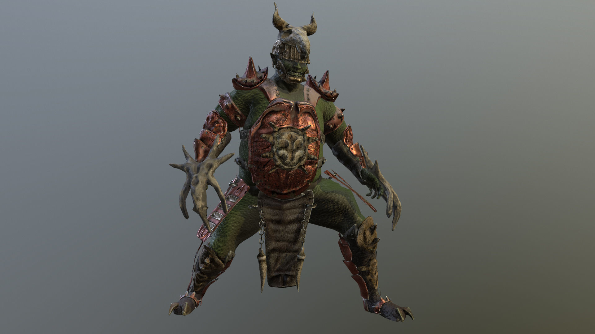 Orc Fat Warrior Low-poly 3D model_8