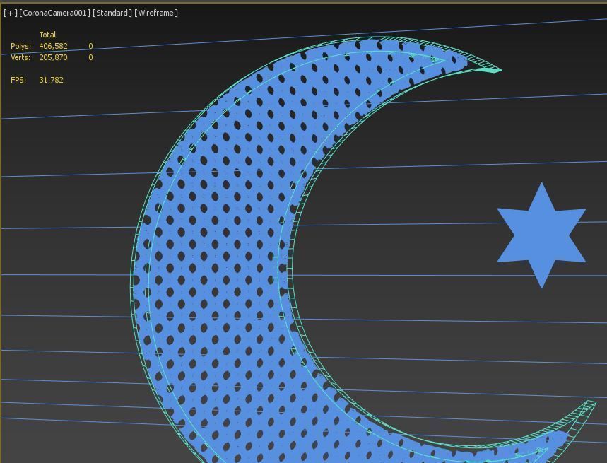 3D Islam crescent moon and star logo 2 textured 3D model_19