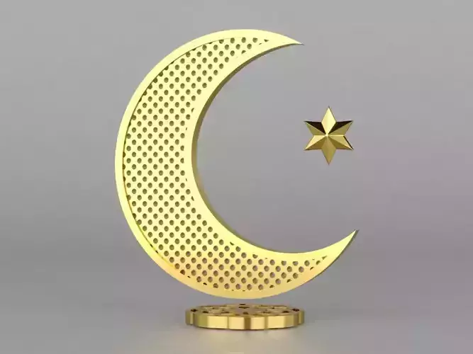 3D Islam crescent moon and star logo 2 textured 3D model