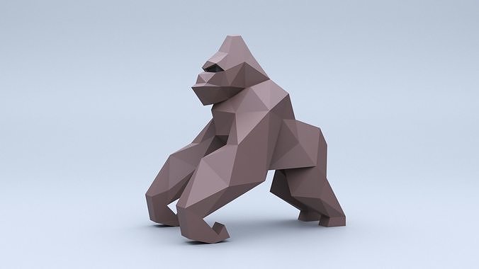 Low Poly  Gorilla King Kong  Model Origami 3D print model 3D print model