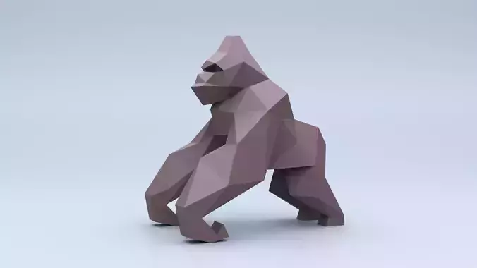 Low Poly  Gorilla King Kong  Model Origami 3D print model 3D print model