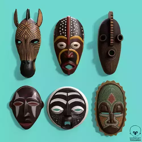 African Mask Set Prop  Pbr  Low-poly 3D model