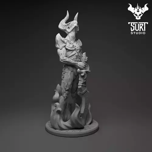 Surtr statue with flames 3D print model