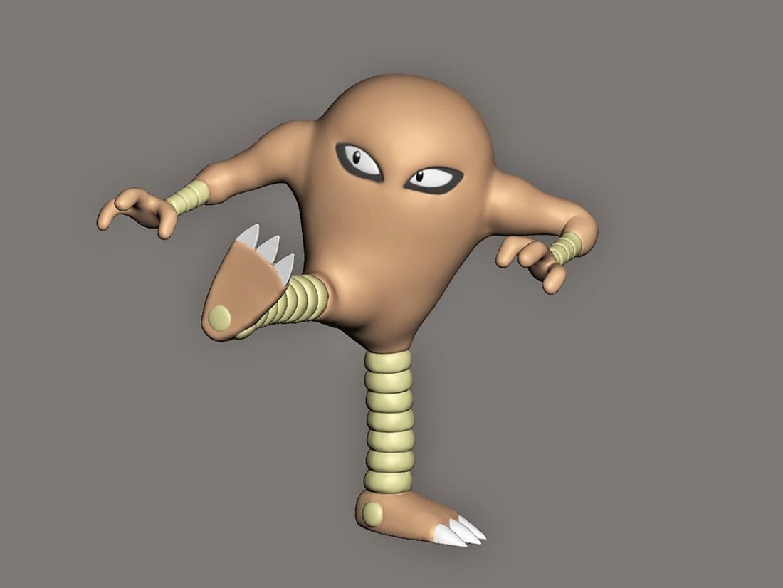 Hitmonlee Kicking Pokemon Fanart Model 3D print model_9