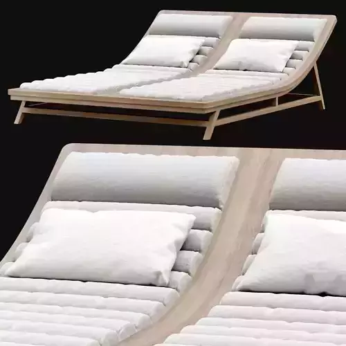 Double wooden outdoor chaise lounge L16 