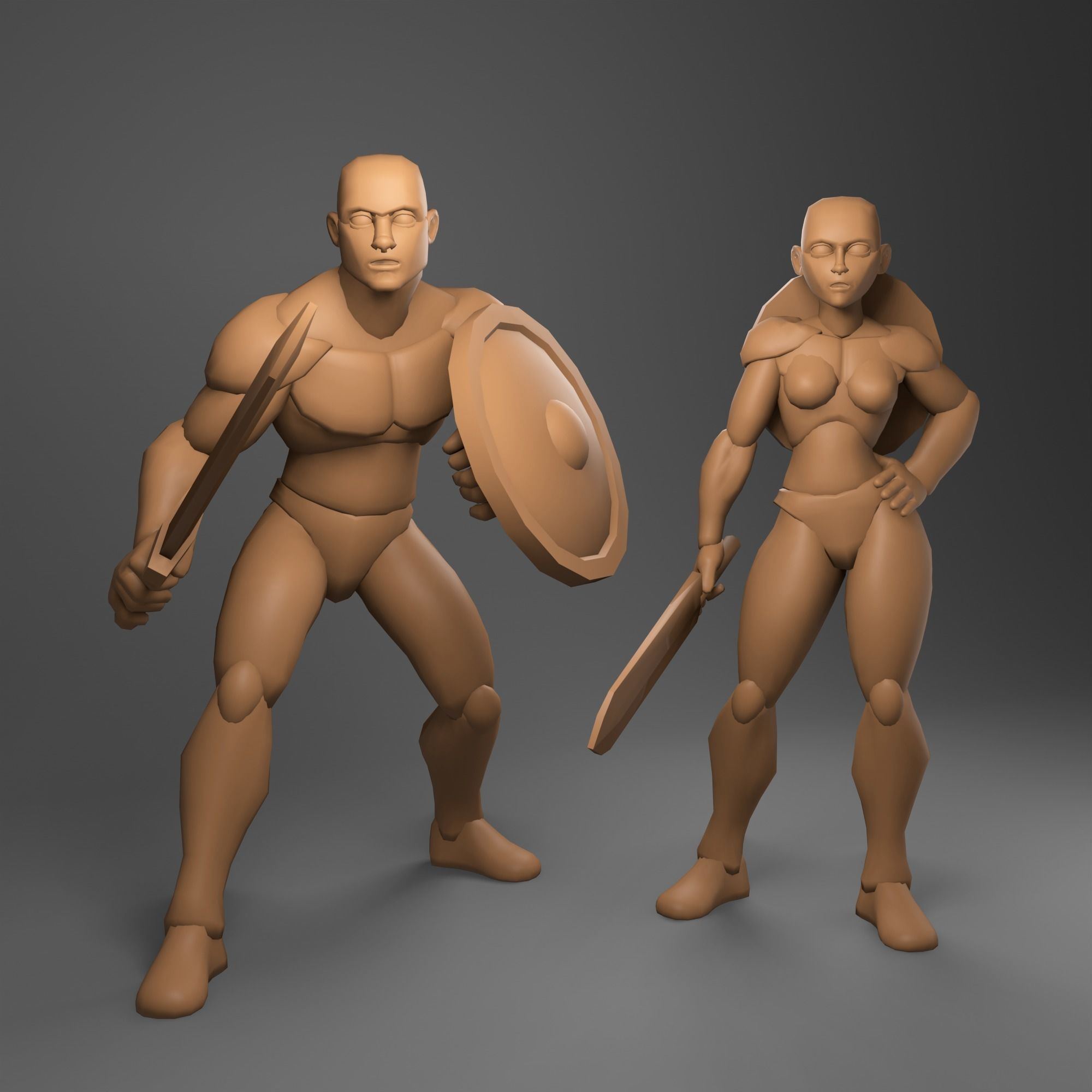 Stylized Fantasy Characters Basemeshes 3D model_1