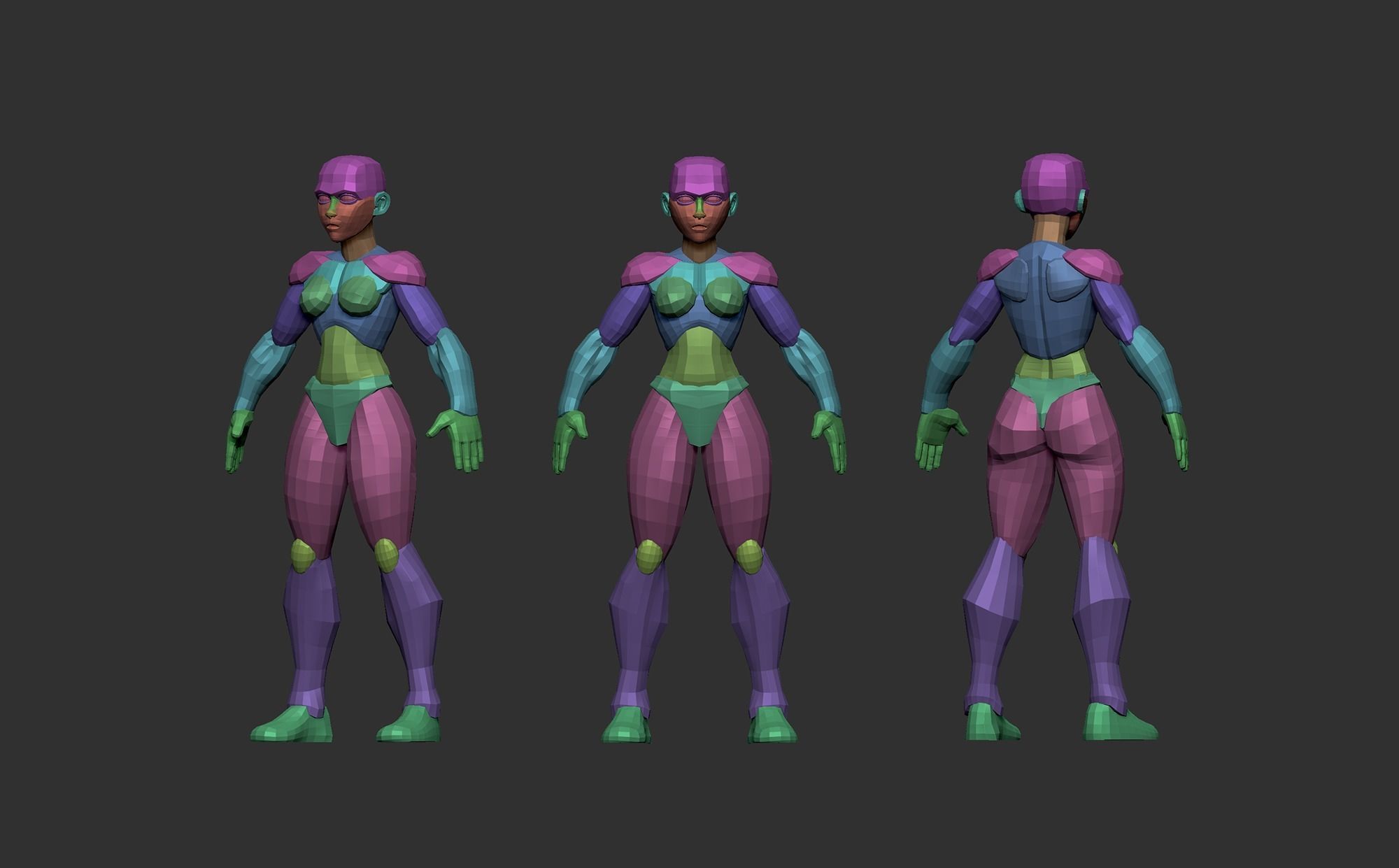 Stylized Fantasy Characters Basemeshes 3D model_2