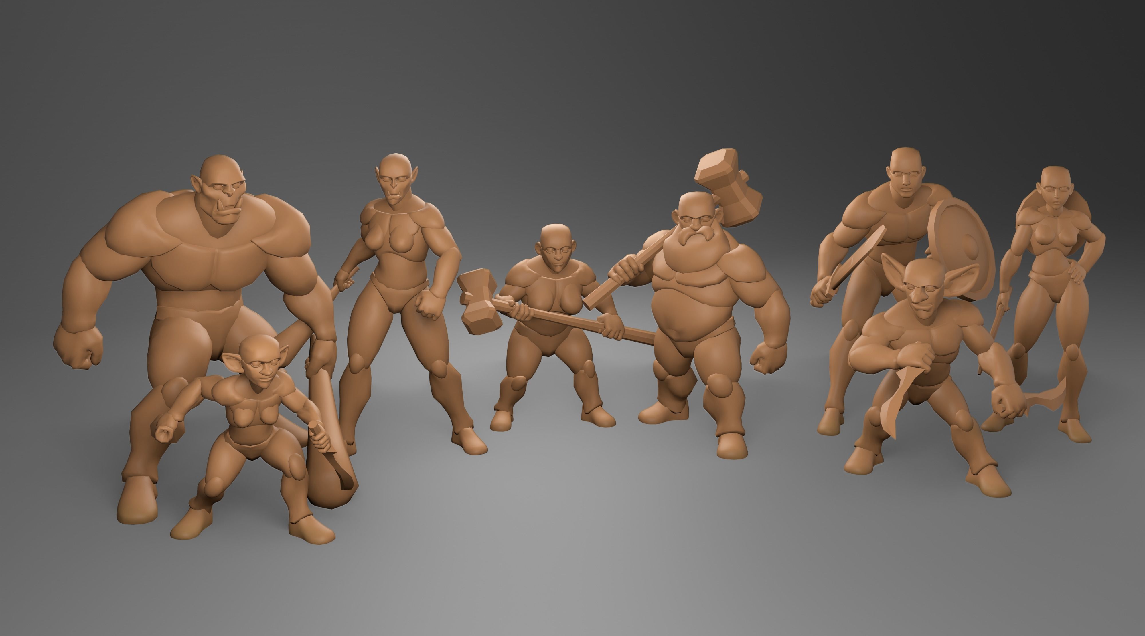 Stylized Fantasy Characters Basemeshes 3D model_0