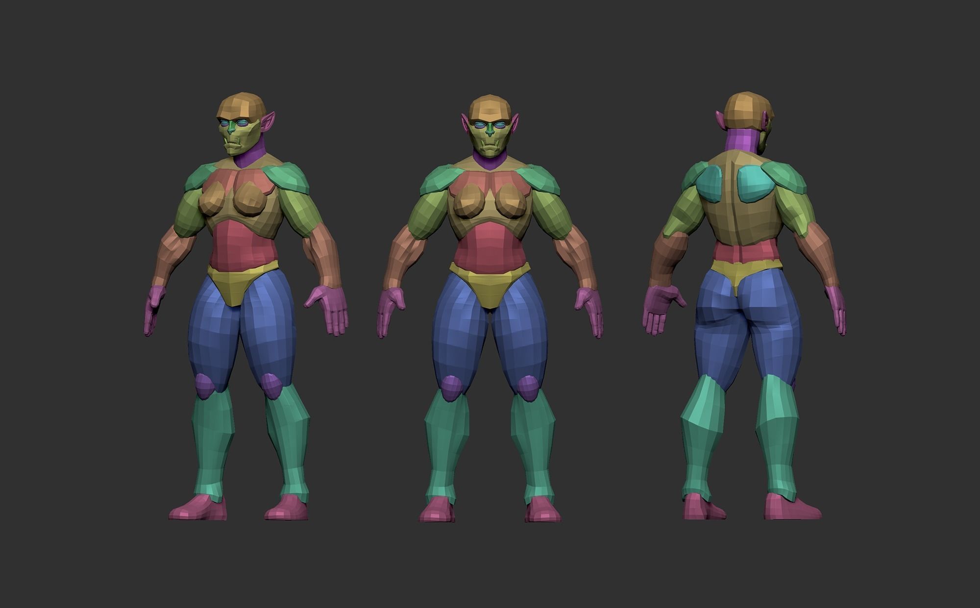 Stylized Fantasy Characters Basemeshes 3D model_11