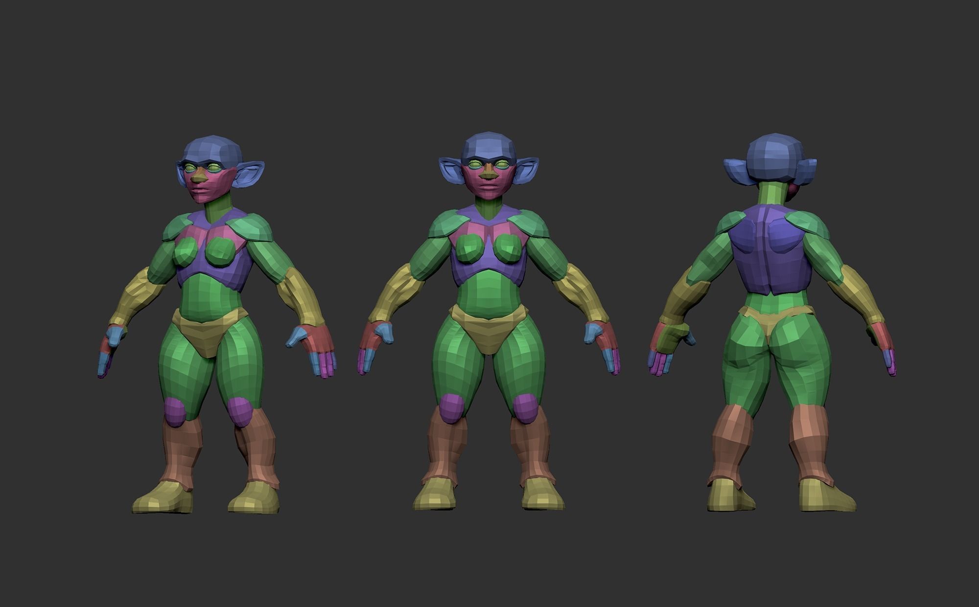 Stylized Fantasy Characters Basemeshes 3D model_8