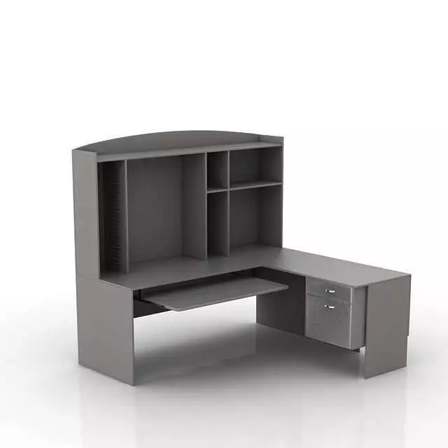 Modern Grey Angled Desk 3D model_0