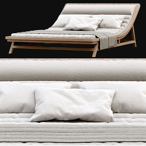 Large wooden outdoor chaise lounge L17  3D model