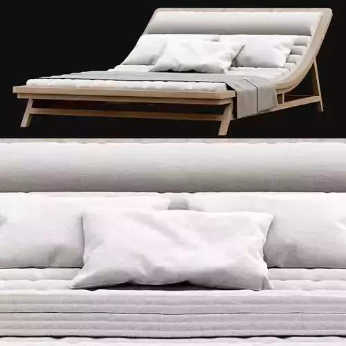 Large wooden outdoor chaise lounge L17  3D model