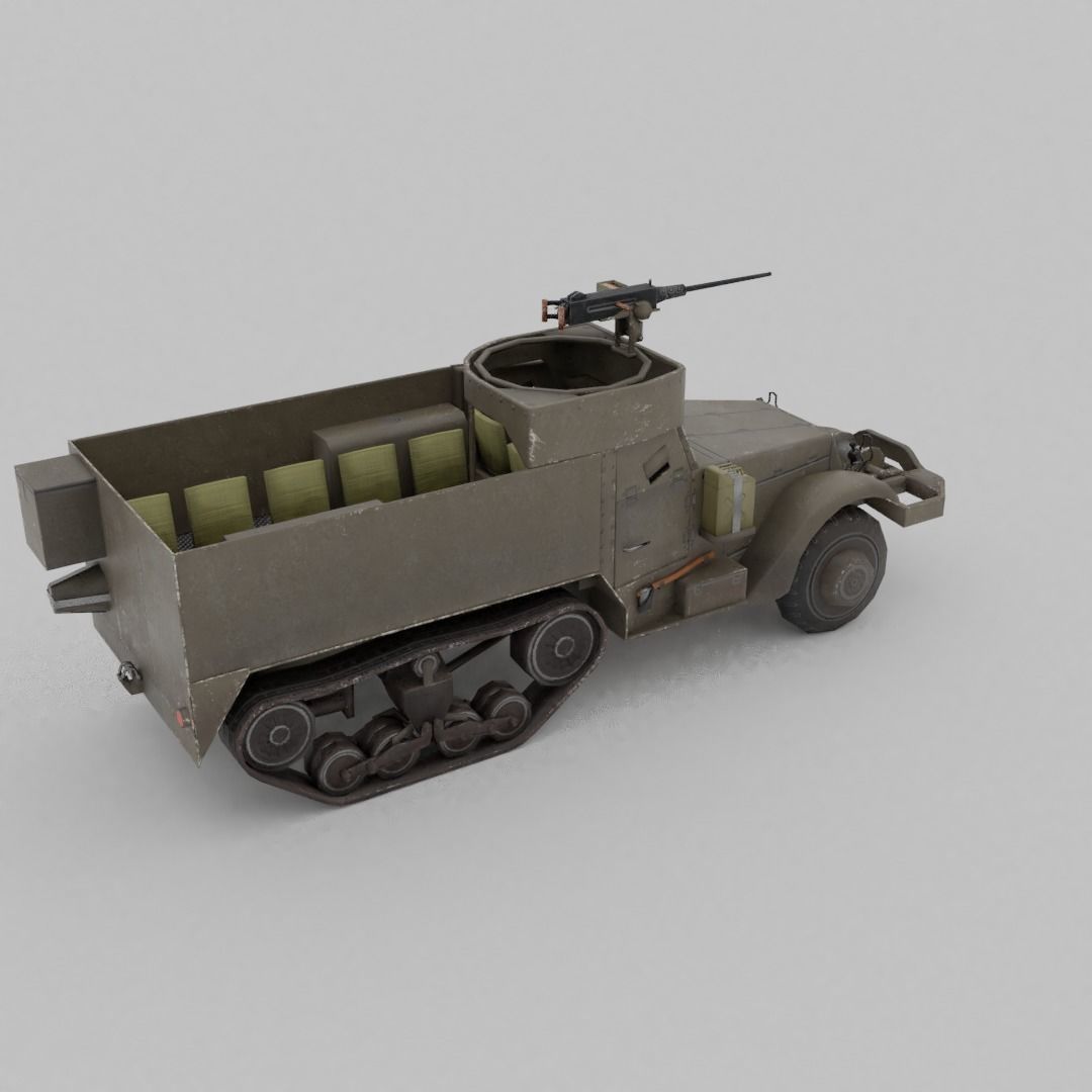 M3 Halftrack Low-poly 3D model_17