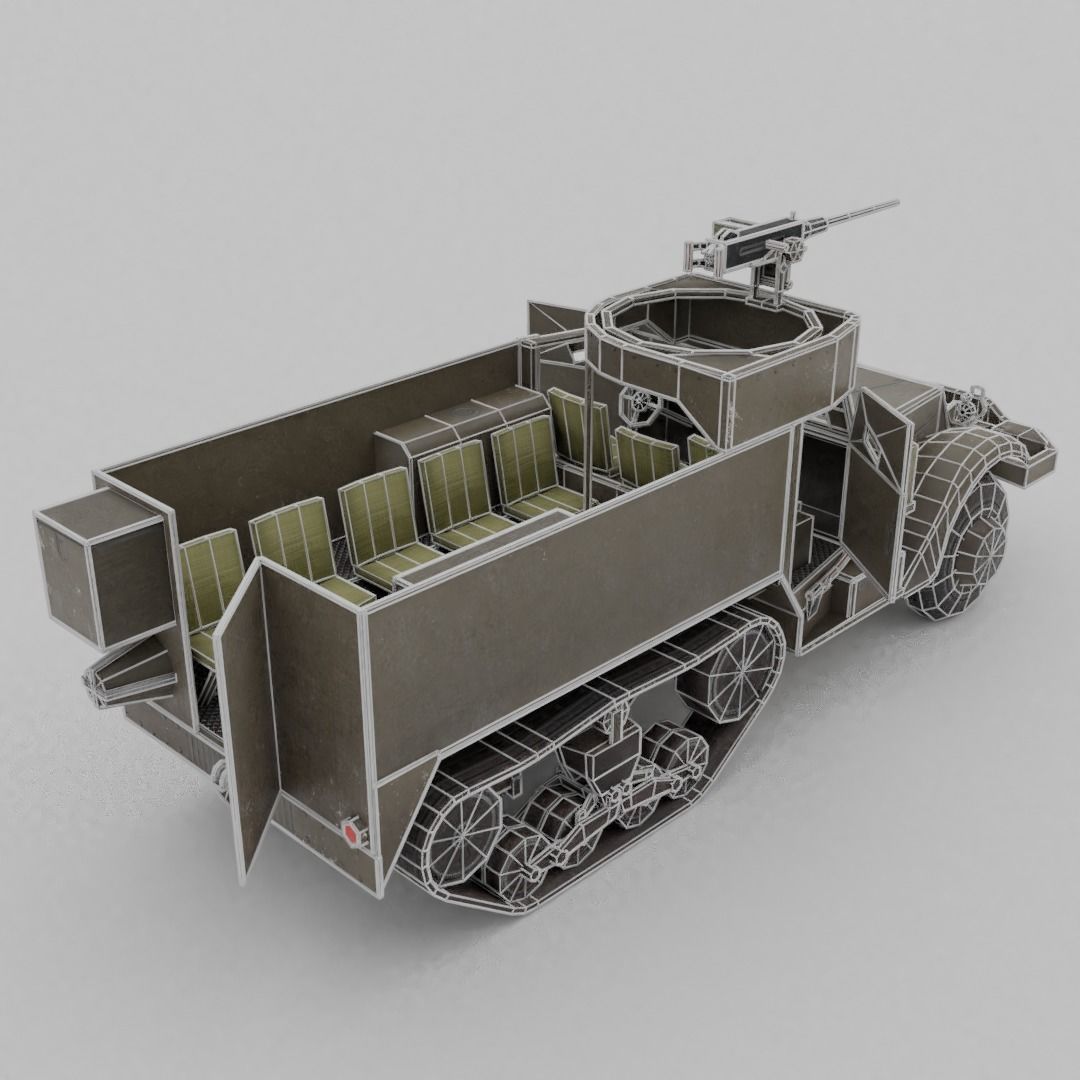 M3 Halftrack Low-poly 3D model_7