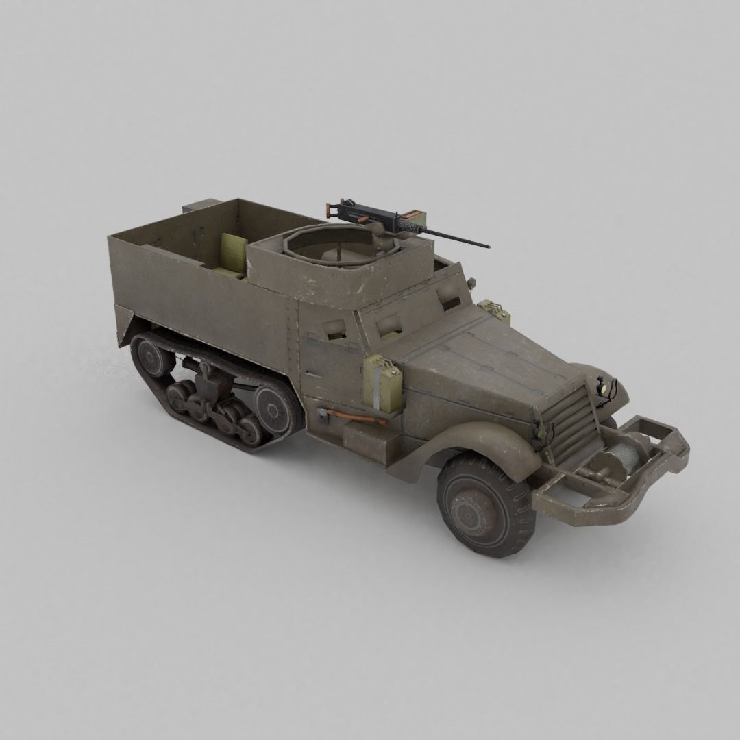 M3 Halftrack Low-poly 3D model_14