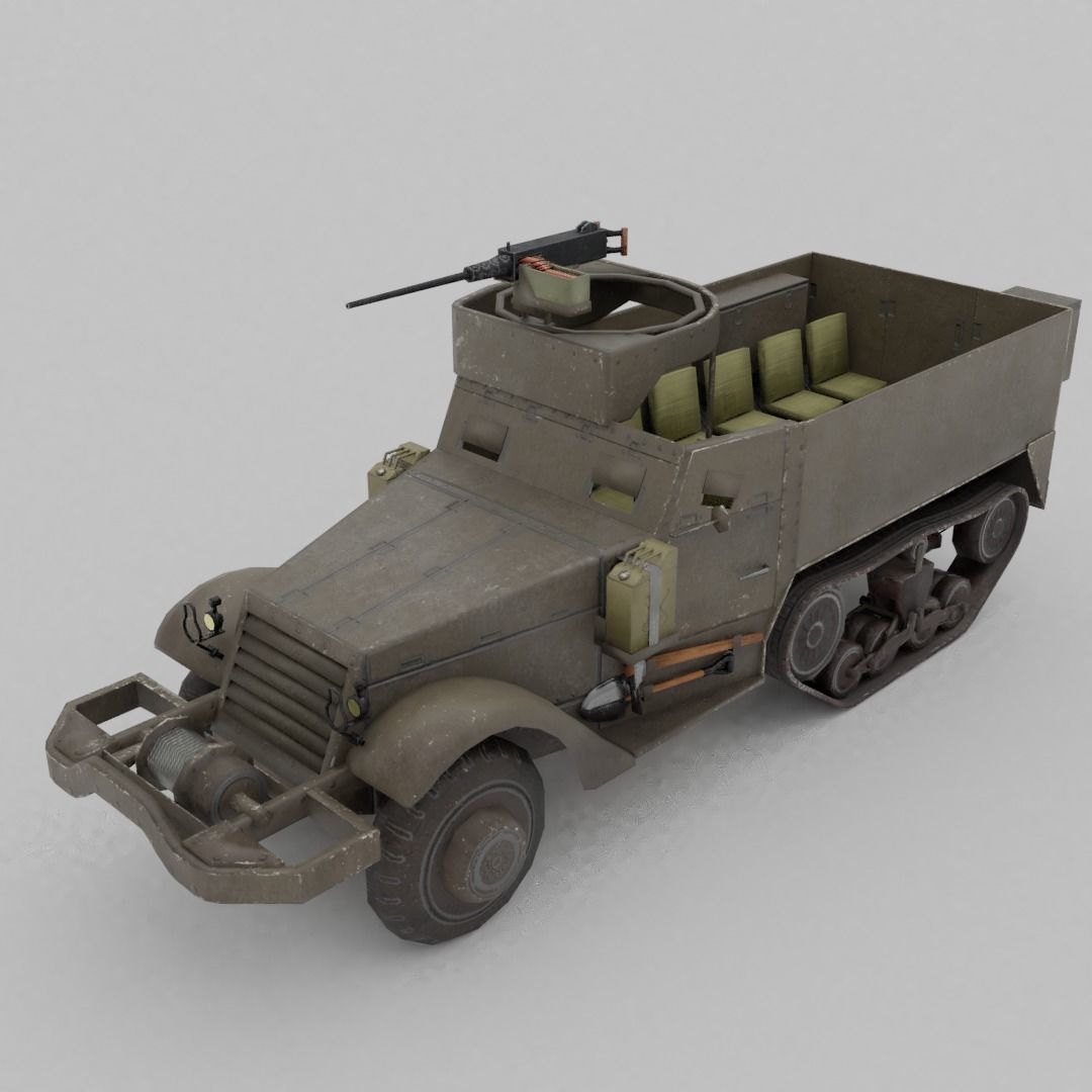 M3 Halftrack Low-poly 3D model_2