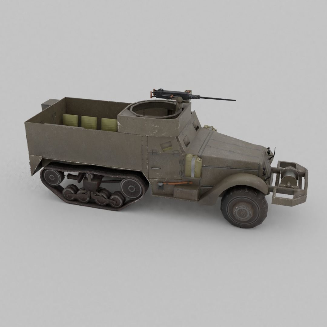 M3 Halftrack Low-poly 3D model_15