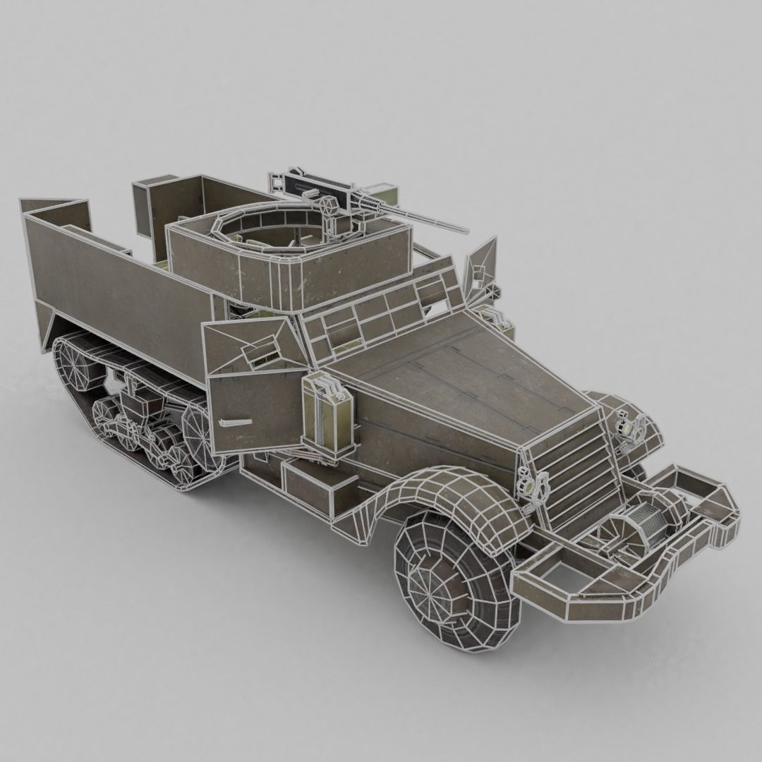 M3 Halftrack Low-poly 3D model_5
