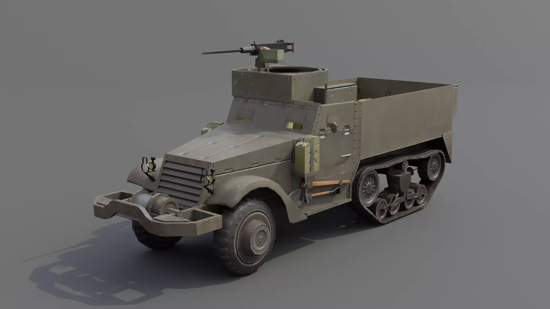 M3 Halftrack Low-poly 3D model_0