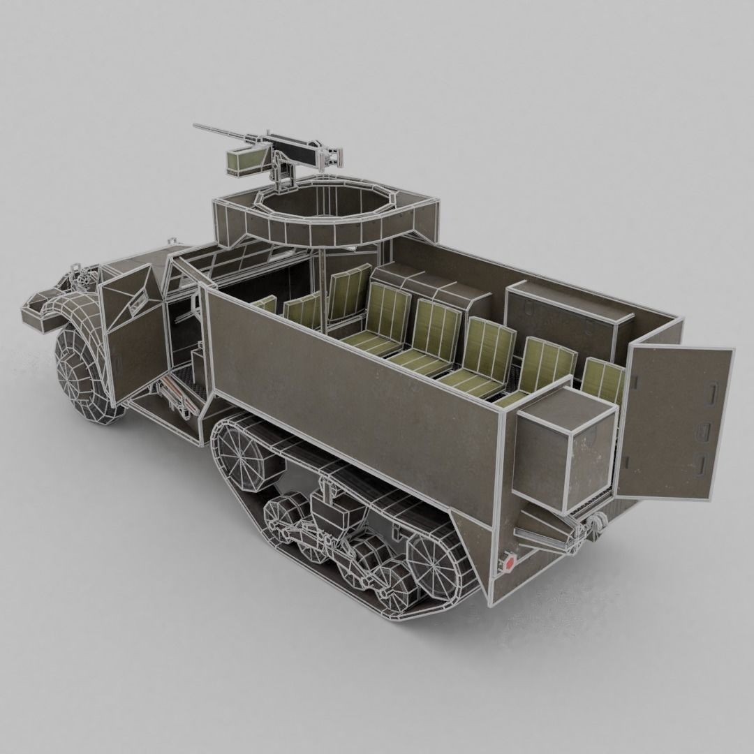 M3 Halftrack Low-poly 3D model_9