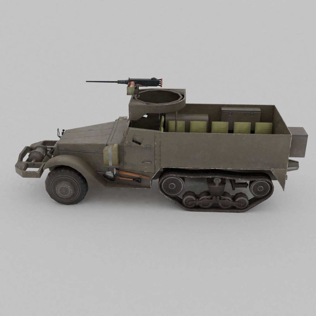 M3 Halftrack Low-poly 3D model_23