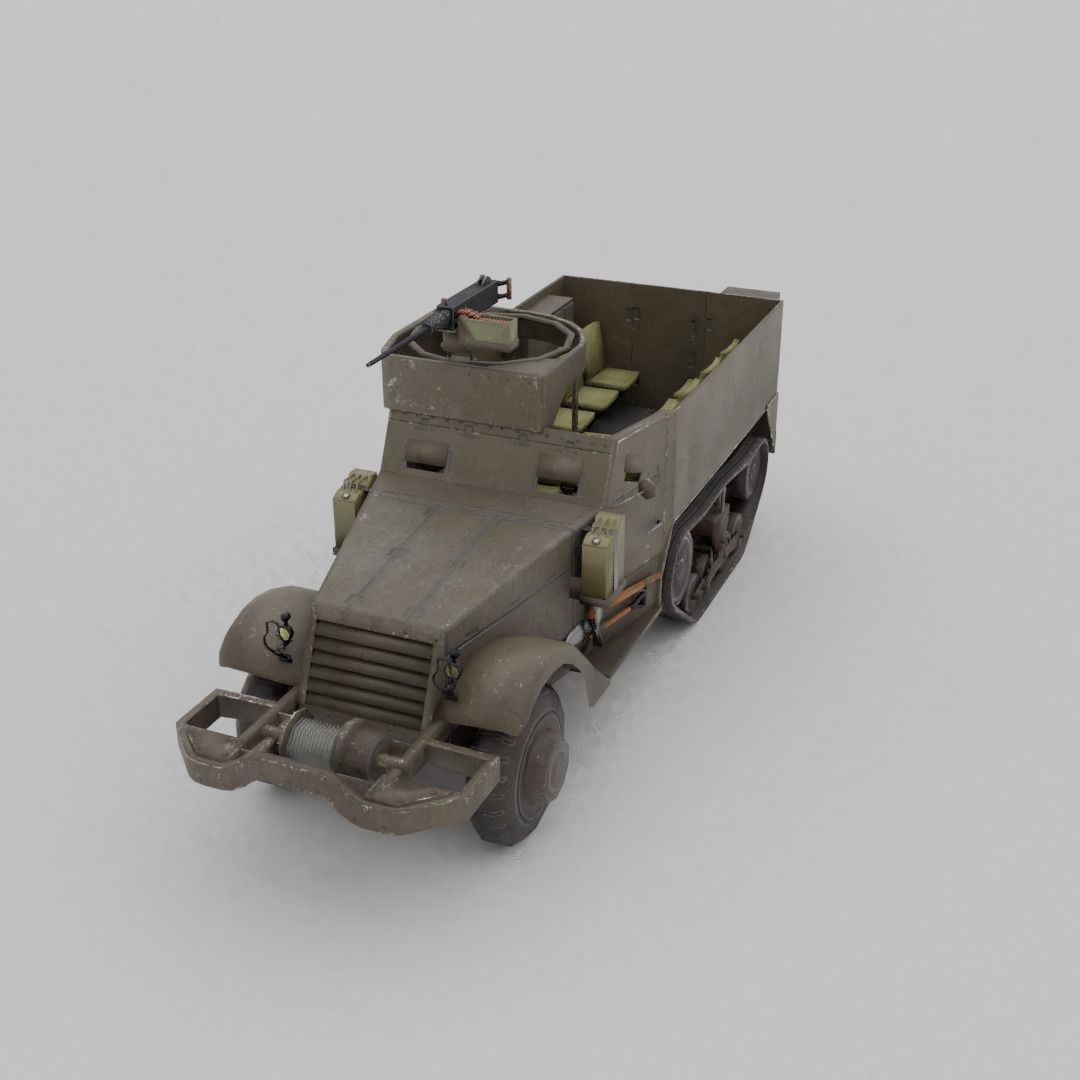 M3 Halftrack Low-poly 3D model_11