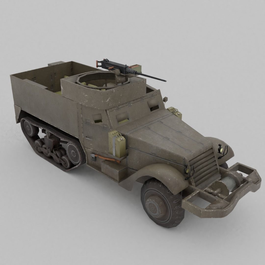 M3 Halftrack Low-poly 3D model_4
