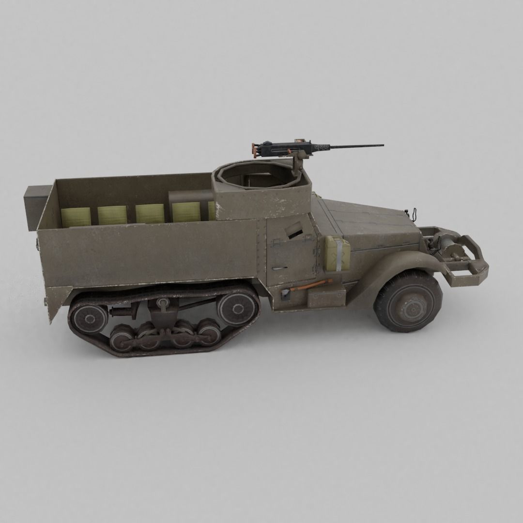 M3 Halftrack Low-poly 3D model_16