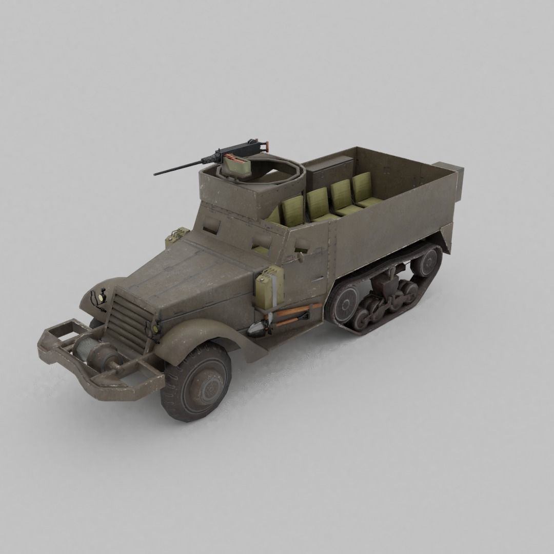 M3 Halftrack Low-poly 3D model_25
