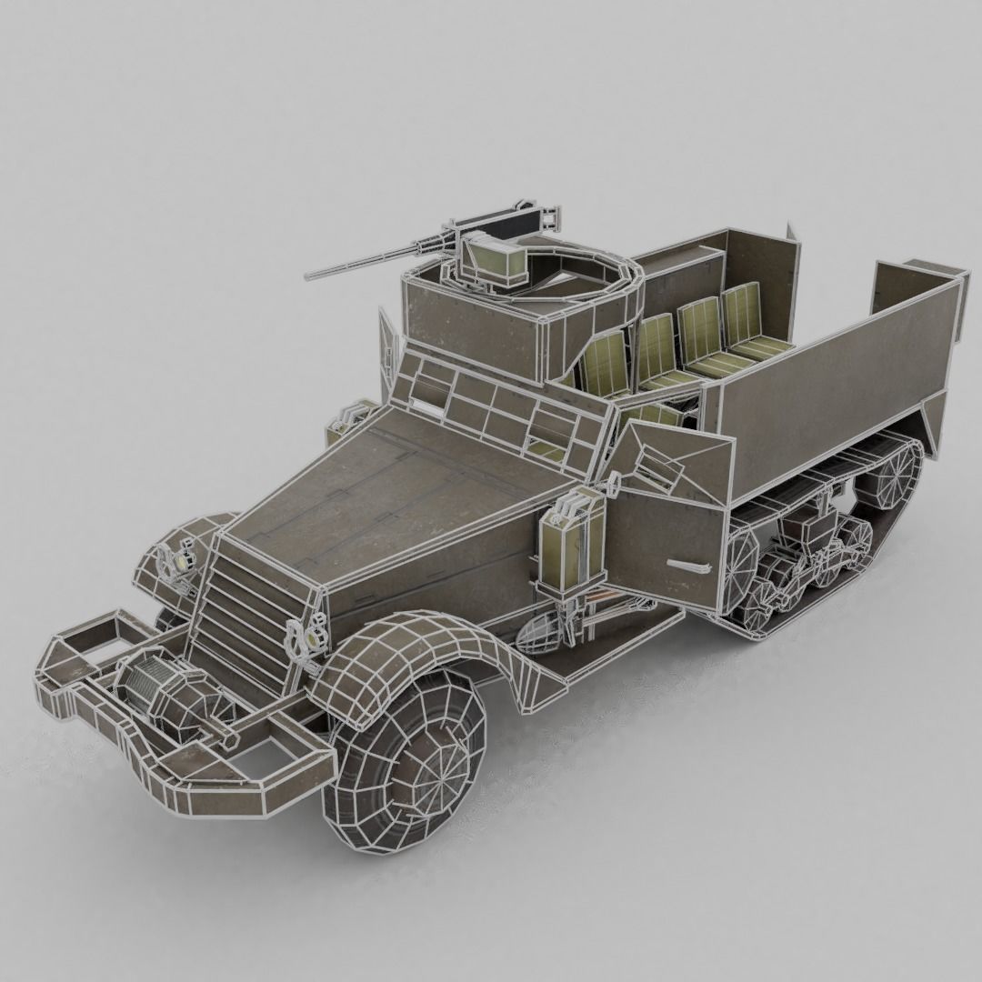 M3 Halftrack Low-poly 3D model_3
