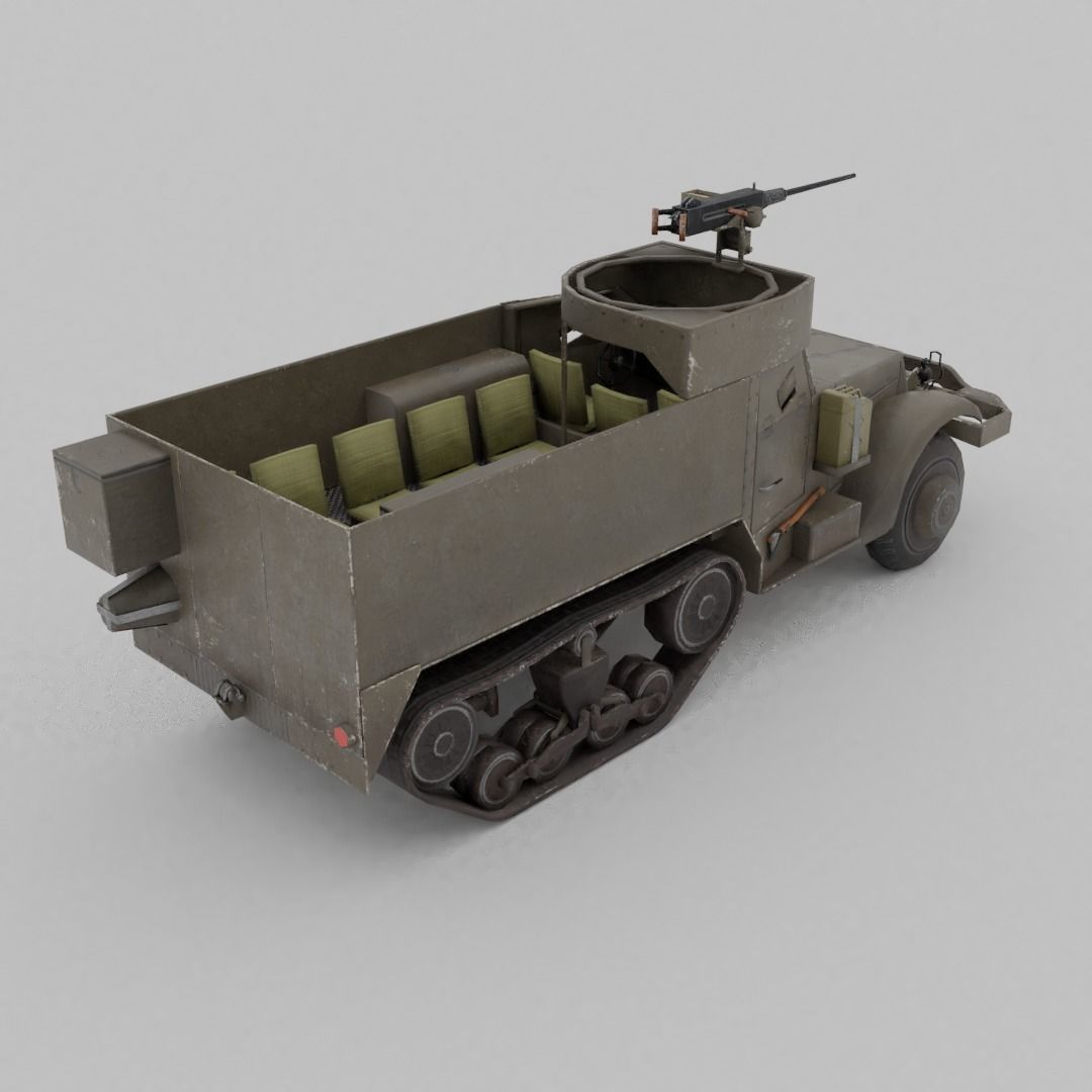 M3 Halftrack Low-poly 3D model_6