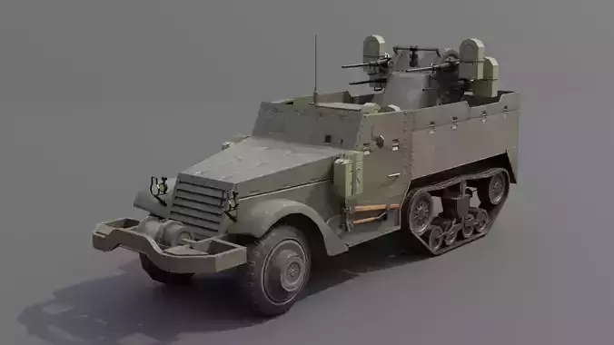 M16 MGMC meat chopper AA Gun Halftrack  Low-poly 3D model