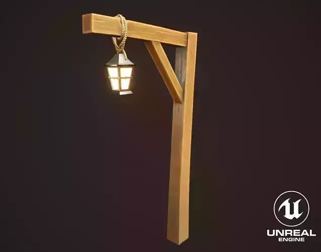 Stylized Western Lamp Post Low-poly 3D model