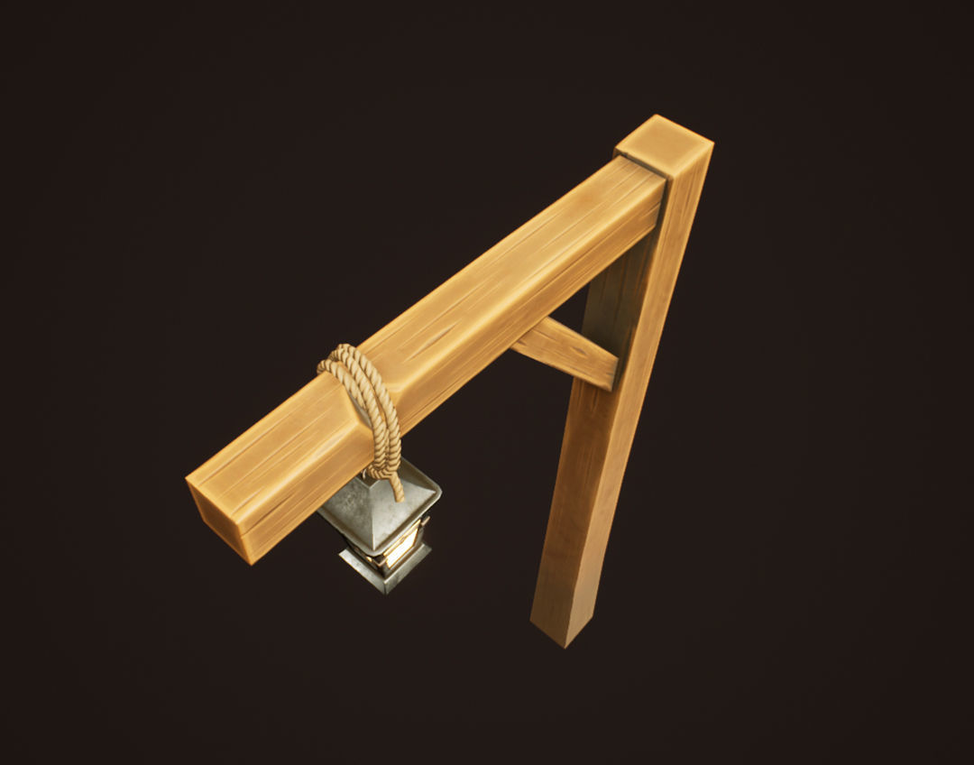 Stylized Western Lamp Post Low-poly 3D model_1