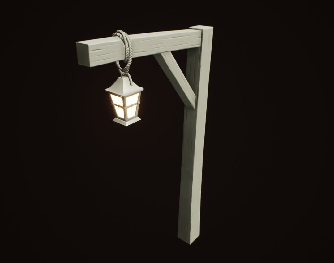 Stylized Western Lamp Post Low-poly 3D model_5