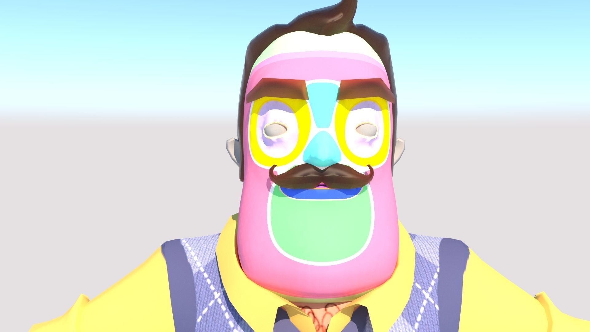 Piterson cartoon man wearing vest and pants Low-poly 3D model_11