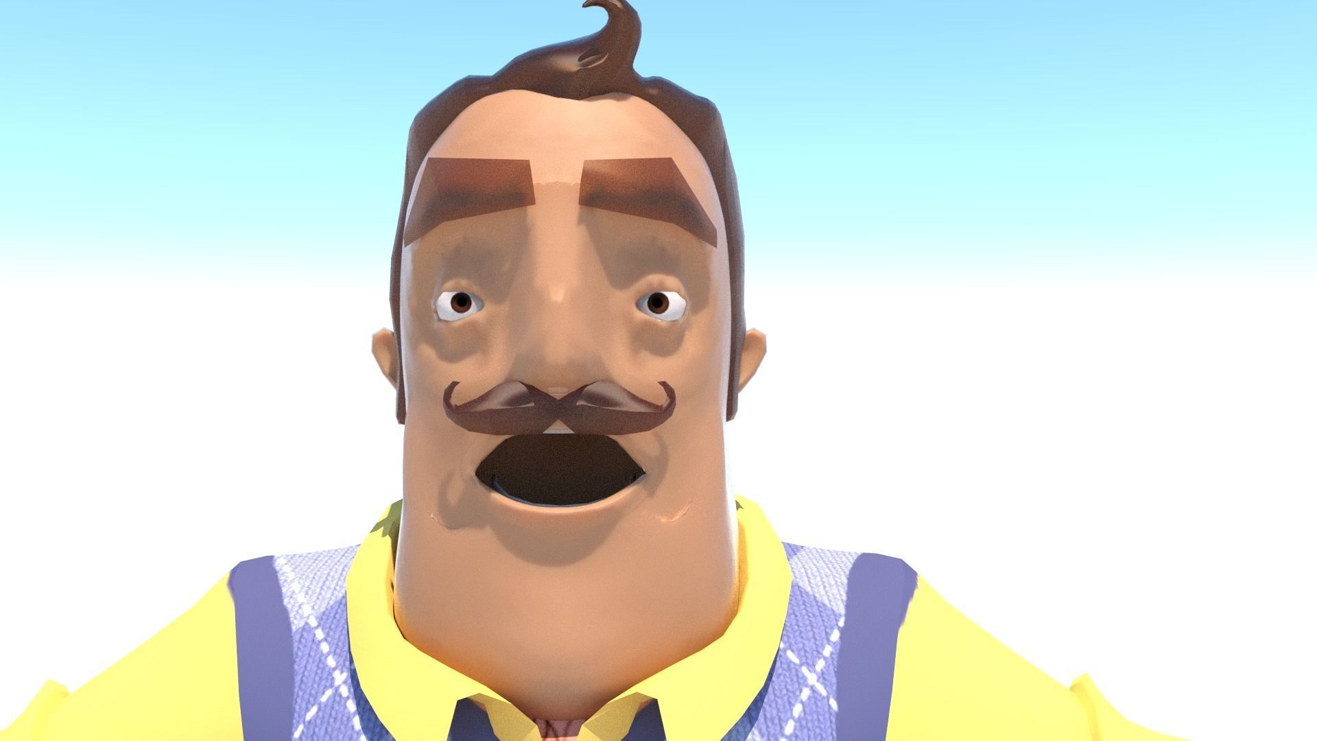 Piterson cartoon man wearing vest and pants Low-poly 3D model_10