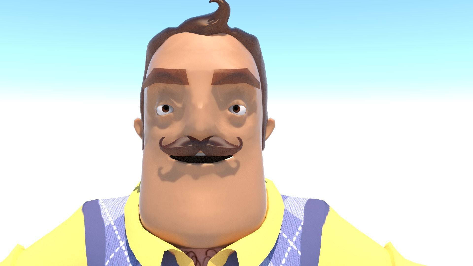 Piterson cartoon man wearing vest and pants Low-poly 3D model_2