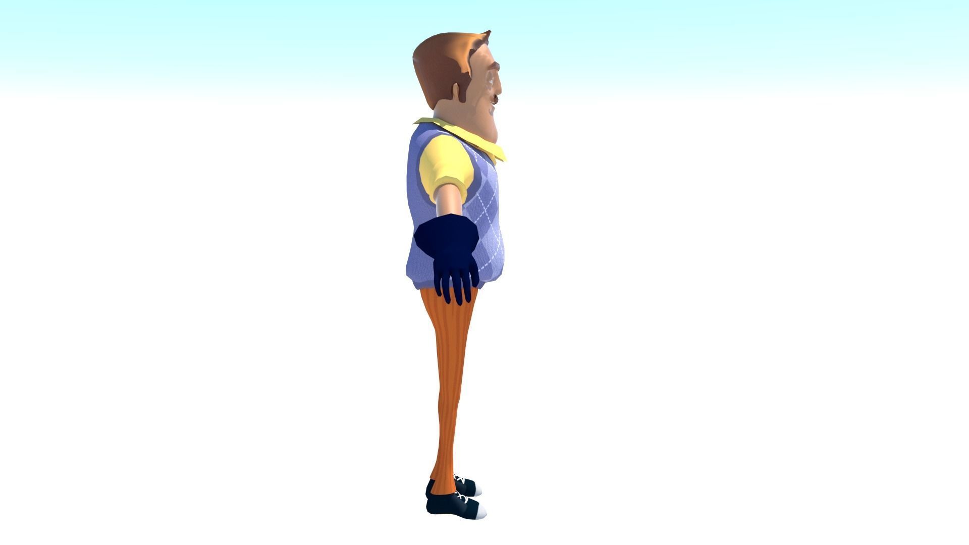 Piterson cartoon man wearing vest and pants Low-poly 3D model_12